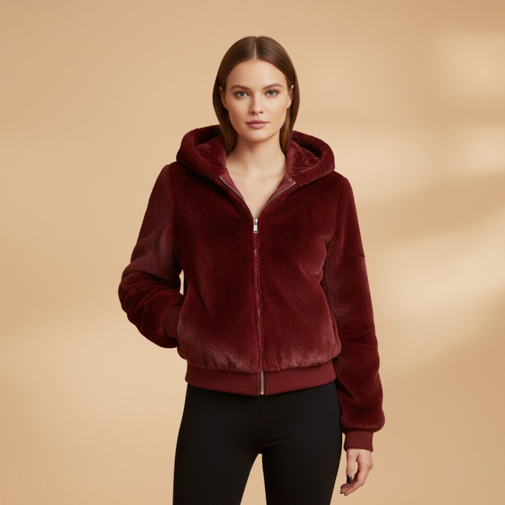 Women’s Bomber Jacket with Zip Front Closure and Plain Outer Surface