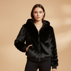 Women’s Bomber Jacket with Zip Front Closure and Plain Outer Surface
