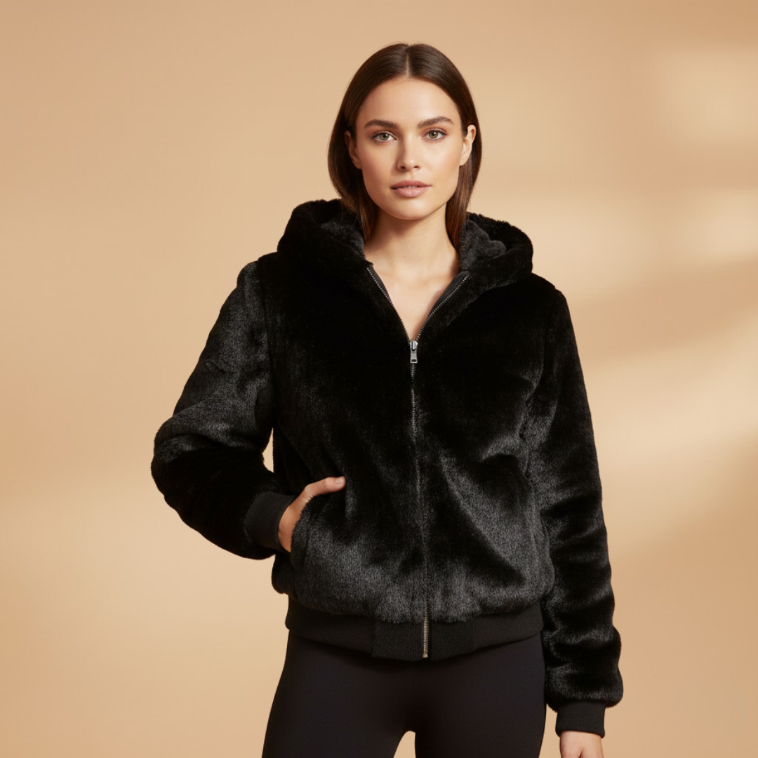 Women’s Bomber Jacket with Zip Front Closure and Plain Outer Surface