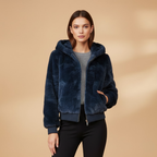 Women’s Bomber Jacket with Zip Front Closure and Plain Outer Surface