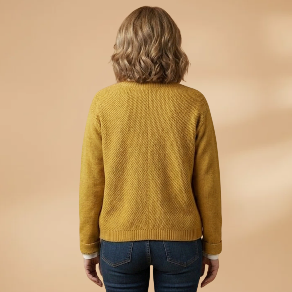 Women's Cardigan with a chest pocket and knitted surface
