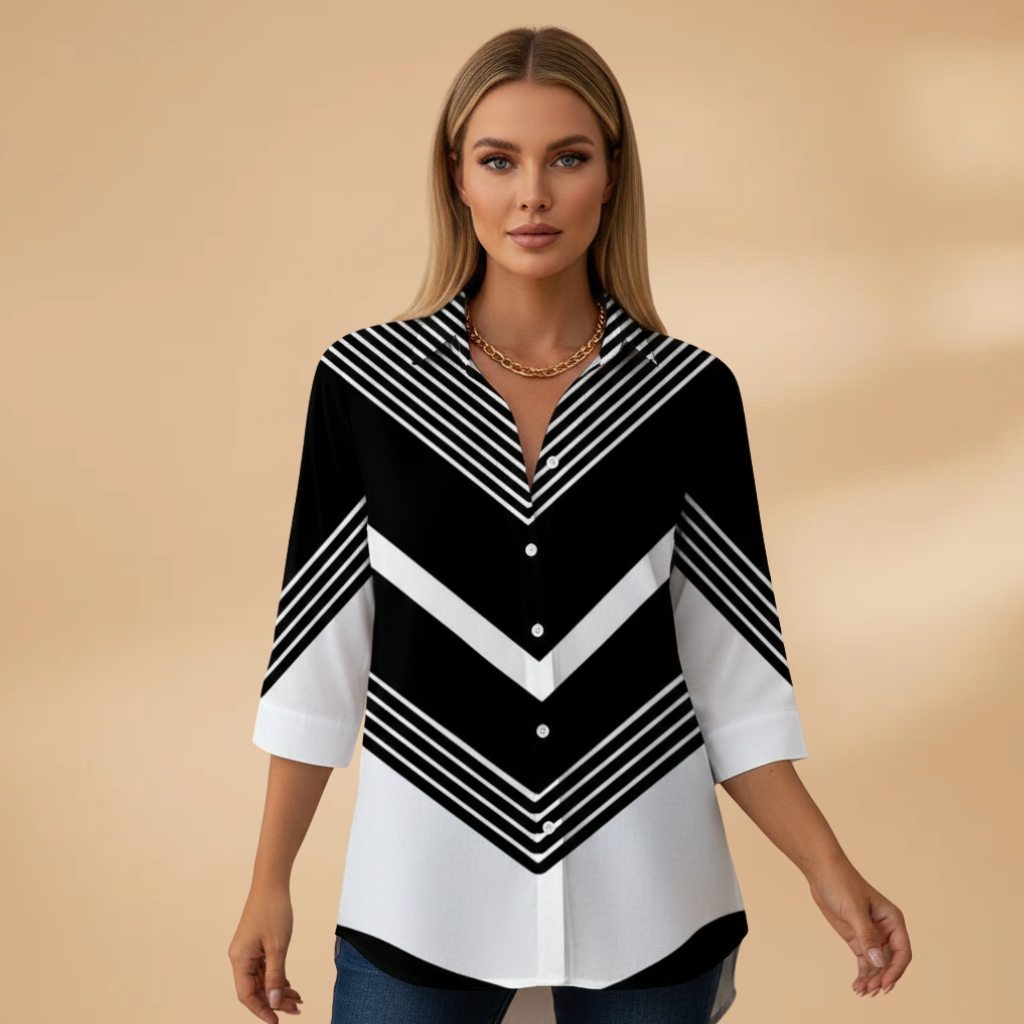 Women's Casual Blouse with Floral Pattern and Loose Fit