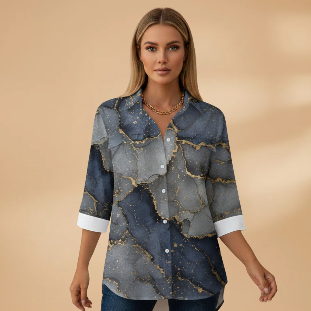Women's Casual Blouse with Floral Pattern and Loose Fit