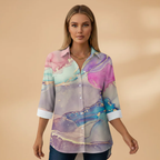Women's Casual Blouse with Floral Pattern and Loose Fit