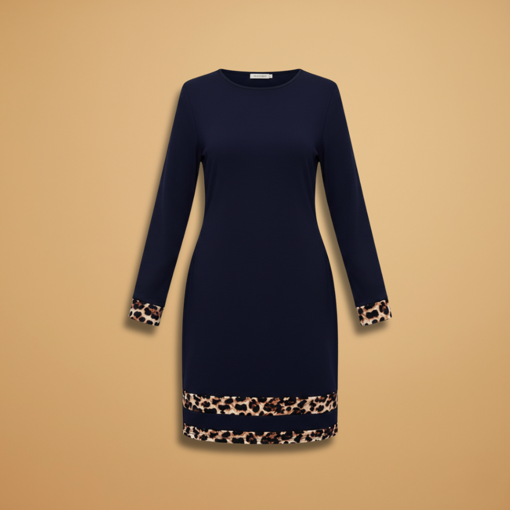 Women's Casual Dress with Unique Leopard Print and Trendy Accents