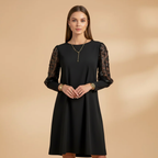 Women’s Dress with Lace Sleeves and Relaxed Fit