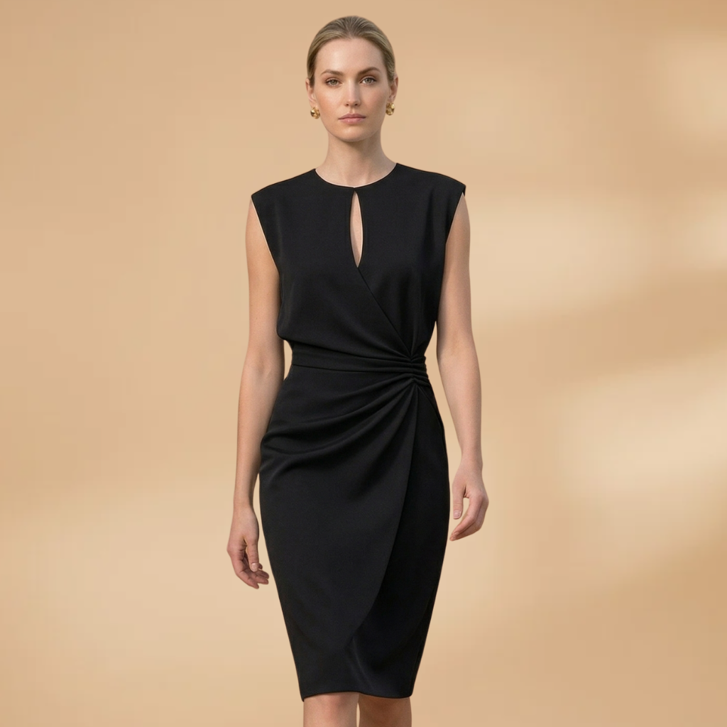 Women's Dress with Round Neckline and Sleeveless Design