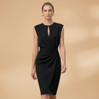 Women's Dress with Round Neckline and Sleeveless Design