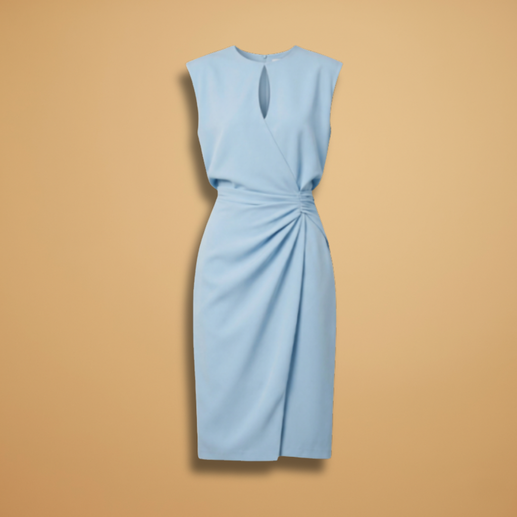 Women's Dress with Round Neckline and Sleeveless Design