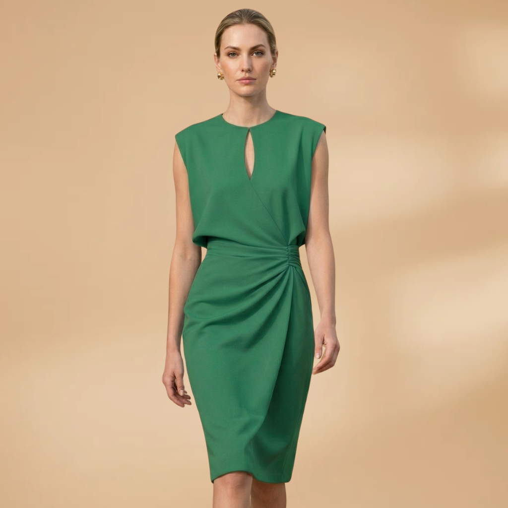 Women's Dress with Round Neckline and Sleeveless Design