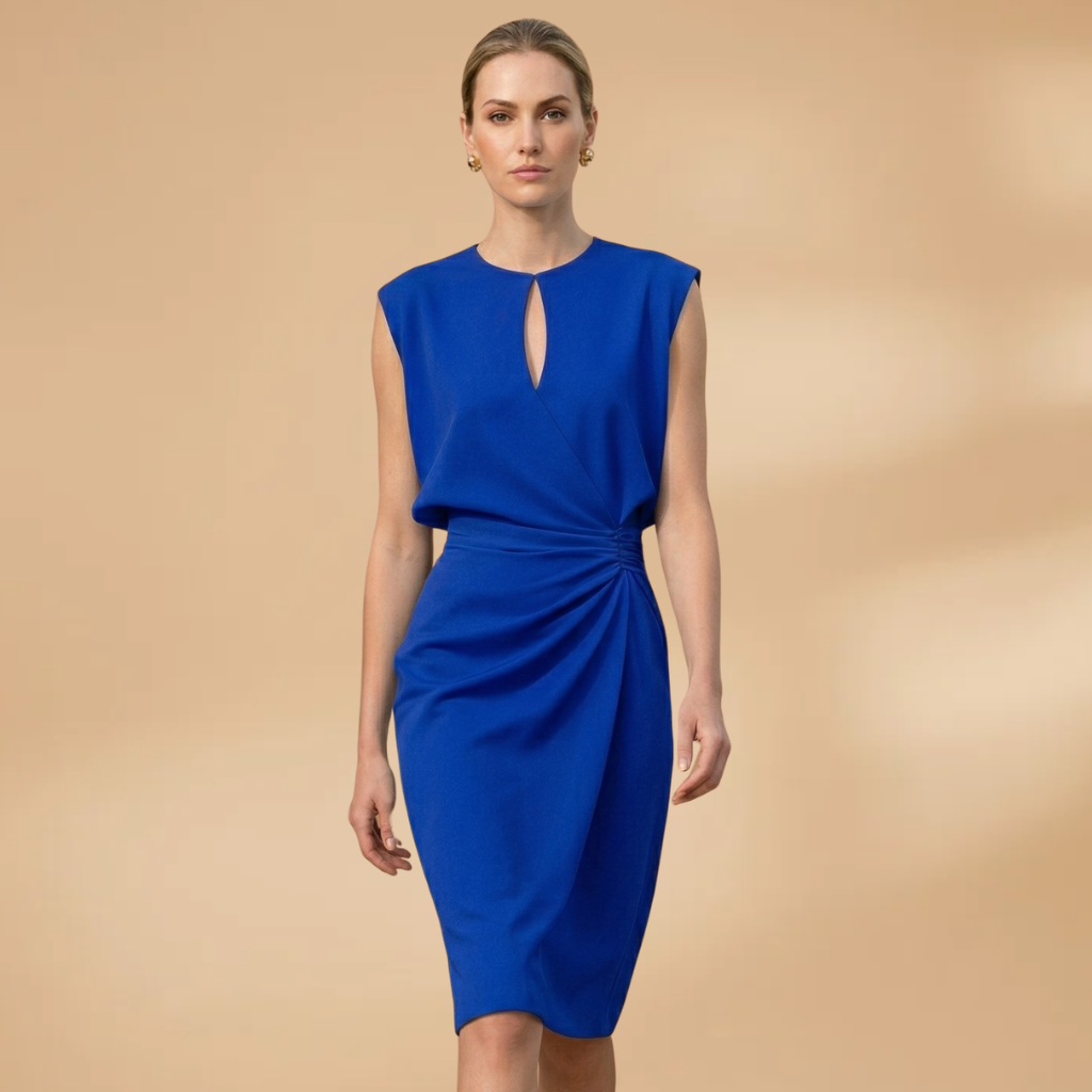 Women's Dress with Round Neckline and Sleeveless Design
