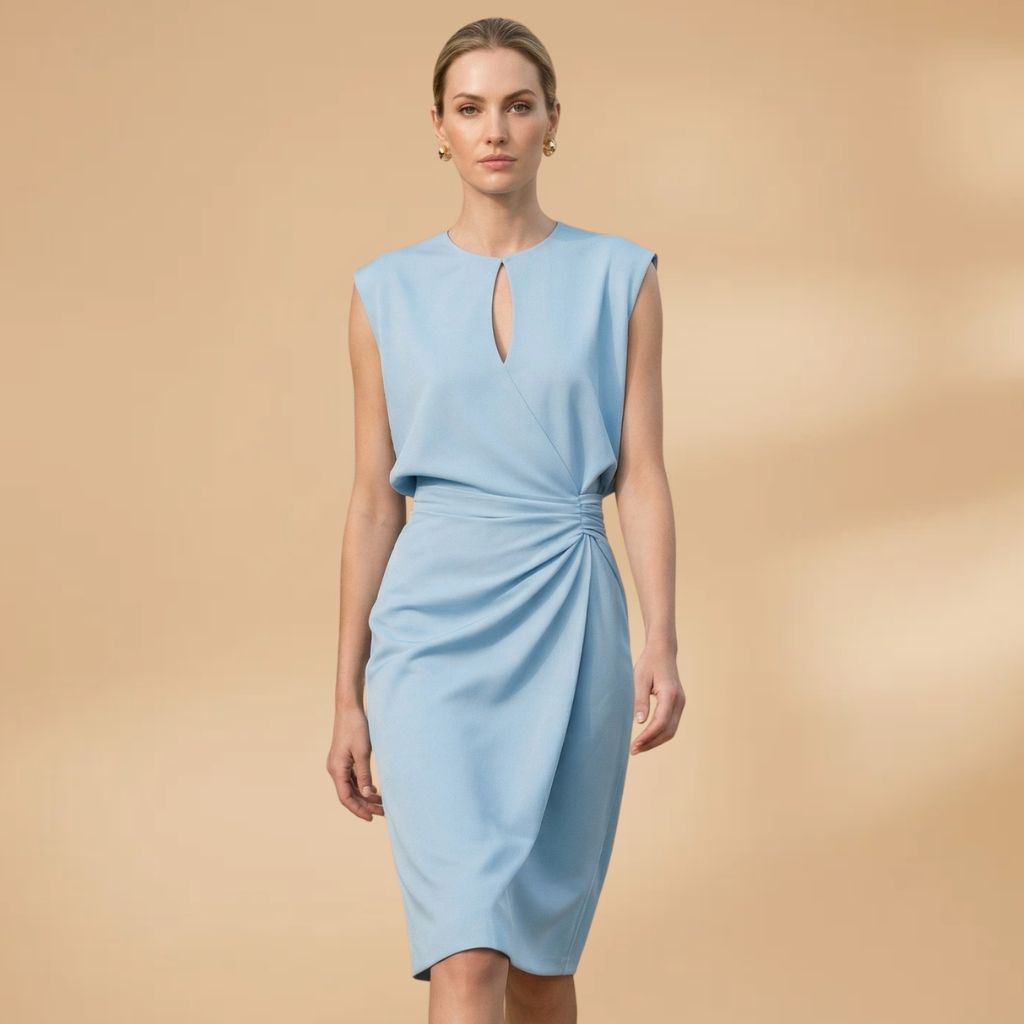 Women's Dress with Round Neckline and Sleeveless Design