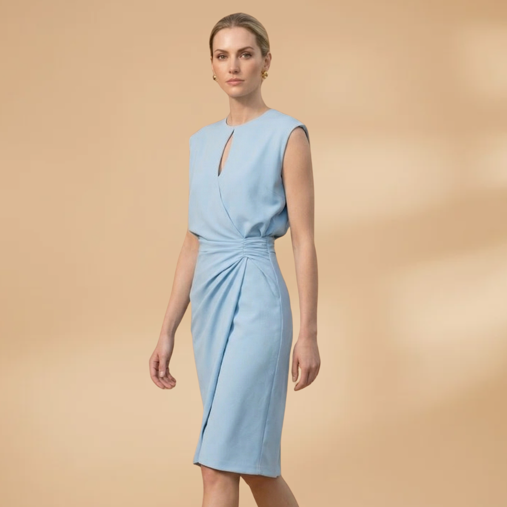 Women's Dress with Round Neckline and Sleeveless Design