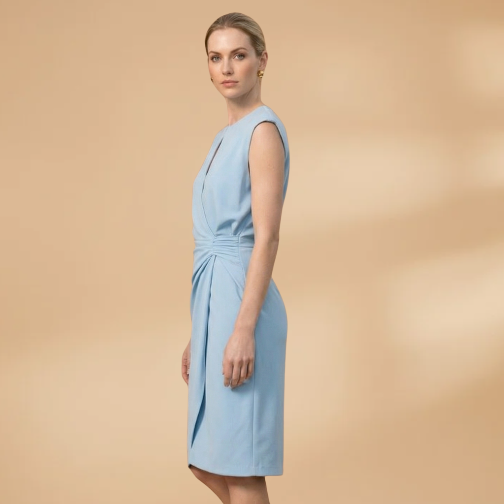 Women's Dress with Round Neckline and Sleeveless Design