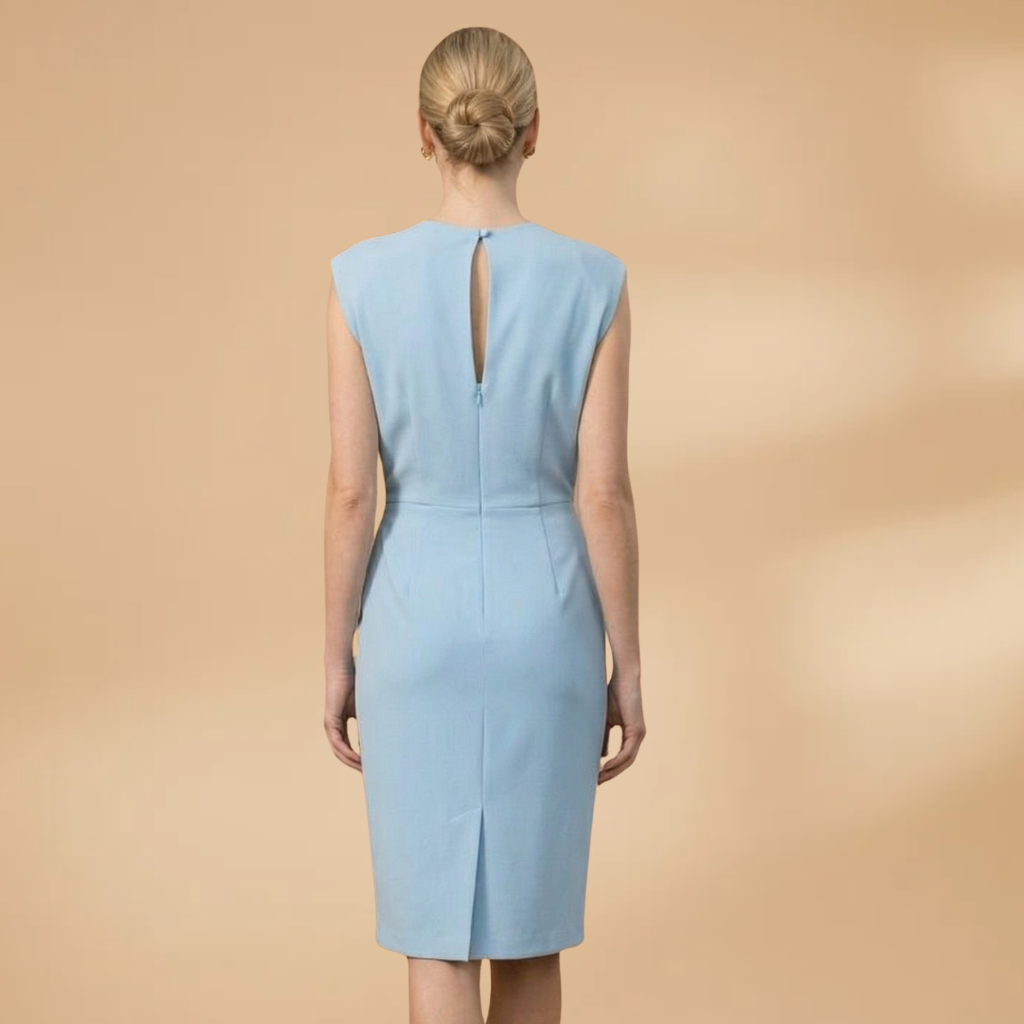 Women's Dress with Round Neckline and Sleeveless Design