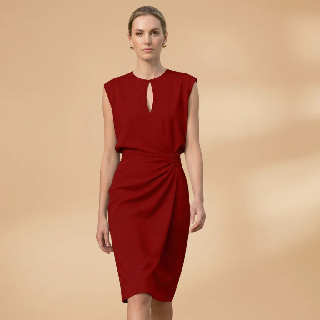 Women's Dress with Round Neckline and Sleeveless Design