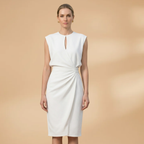 Women's Dress with Round Neckline and Sleeveless Design