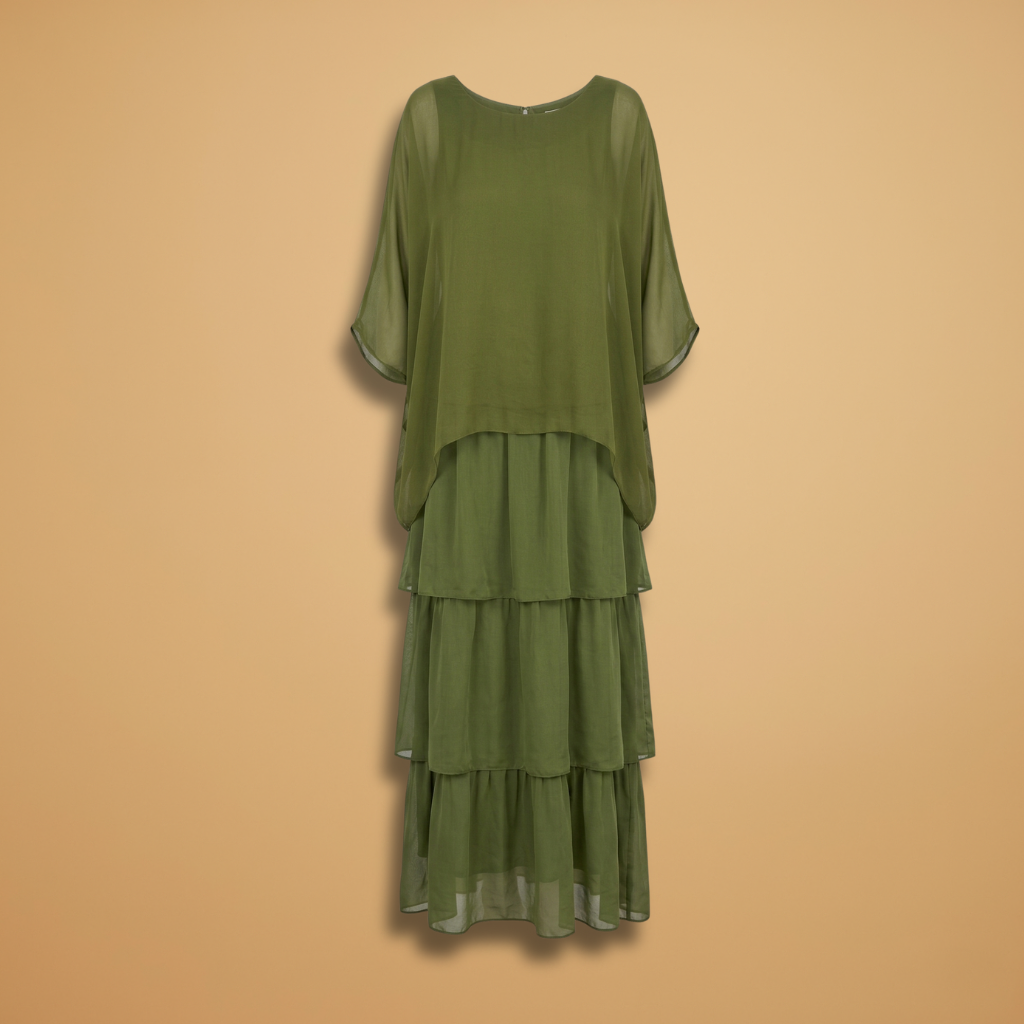 Women's Dress with smocked sleeves and a maxi length