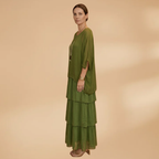 Women's Dress with smocked sleeves and a maxi length