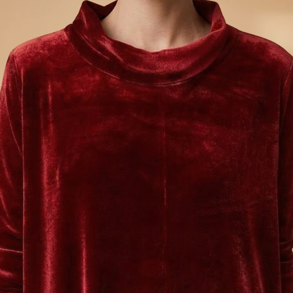 Women's Dress with velvet surface and relaxed drape