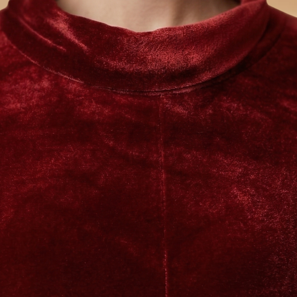 Women's Dress with velvet surface and relaxed drape