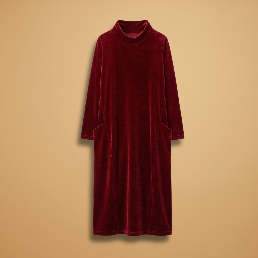 Women's Dress with velvet surface and relaxed drape