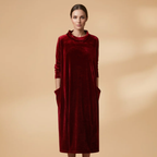 Women's Dress with velvet surface and relaxed drape