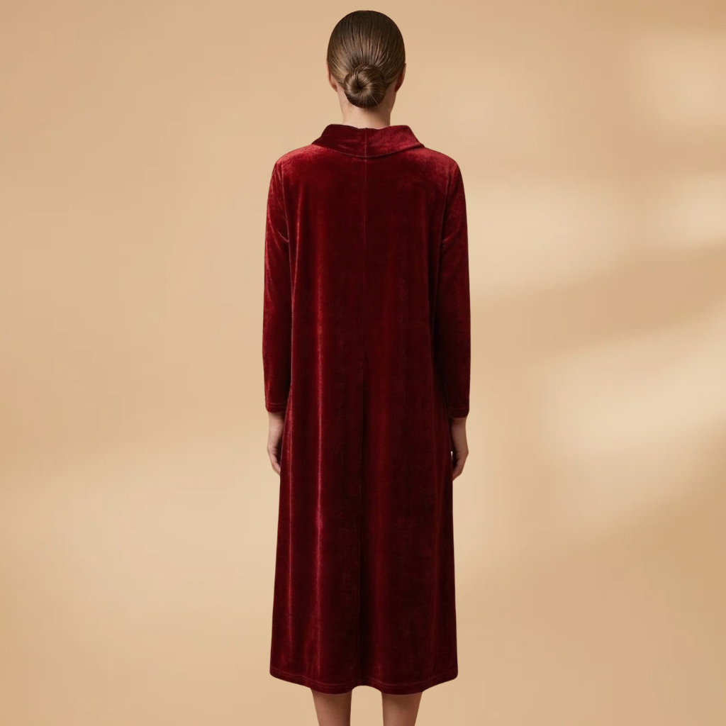 Women's Dress with velvet surface and relaxed drape