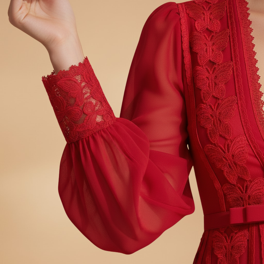 Women's Elegant Dress with Lace Details and Flattering Silhouette