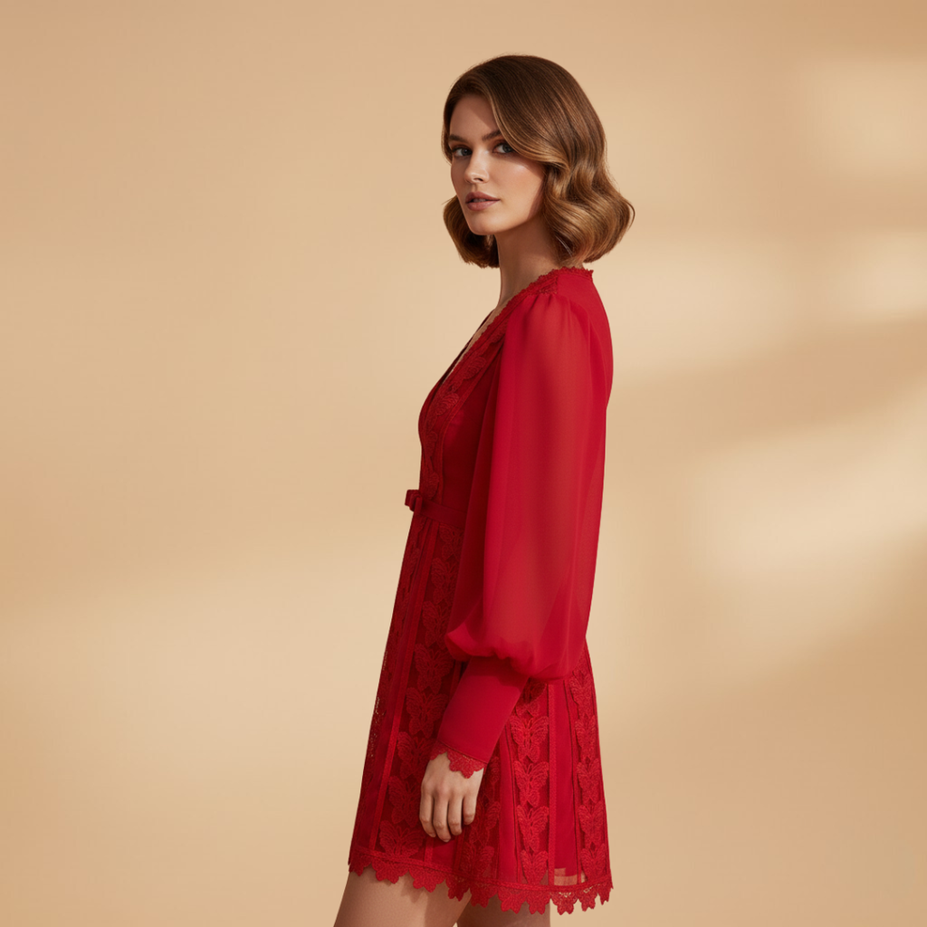Women's Elegant Dress with Lace Details and Flattering Silhouette