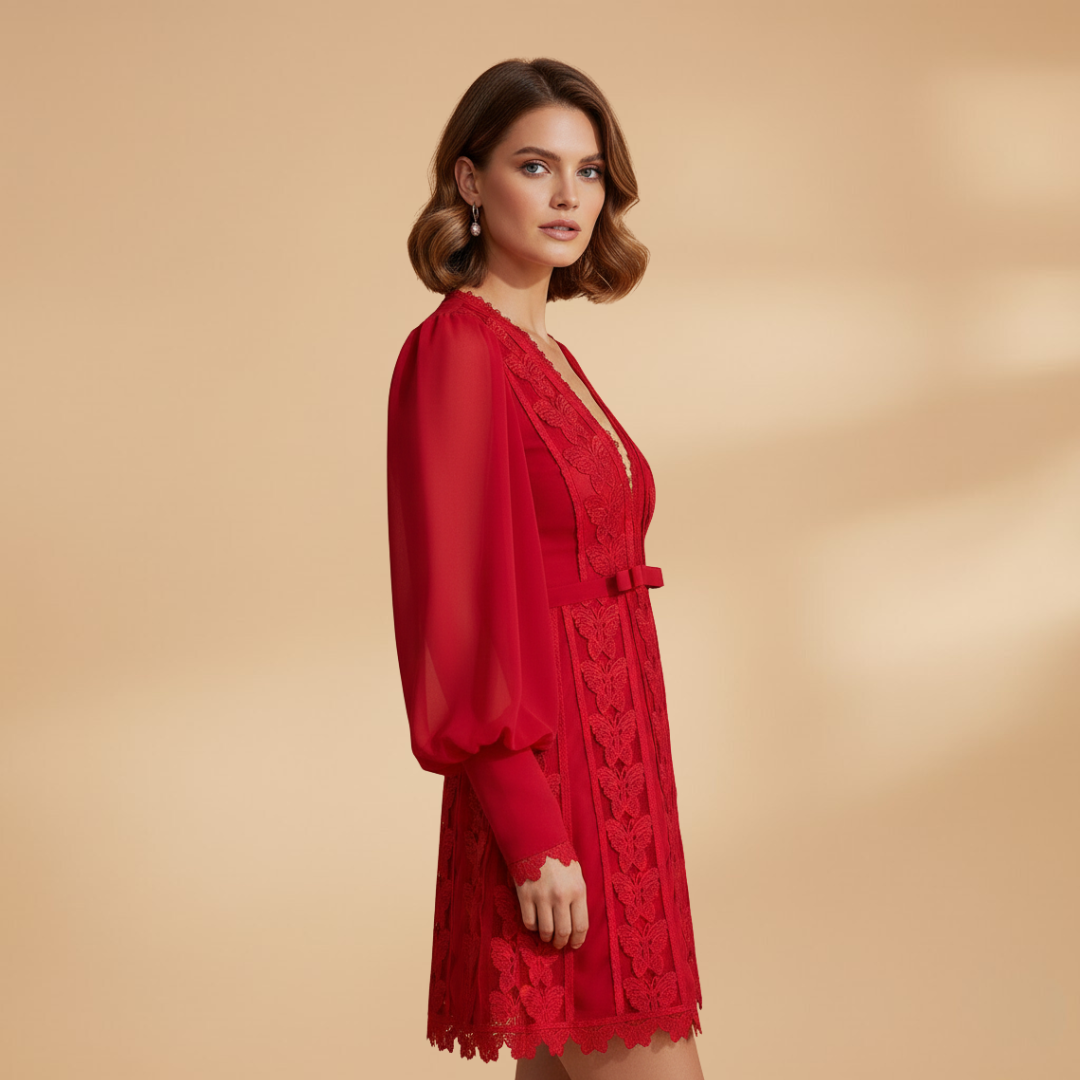 Women's Elegant Dress with Lace Details and Flattering Silhouette