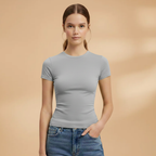 Women's Fitted T-Shirt with Round Neckline for Everyday Wear
