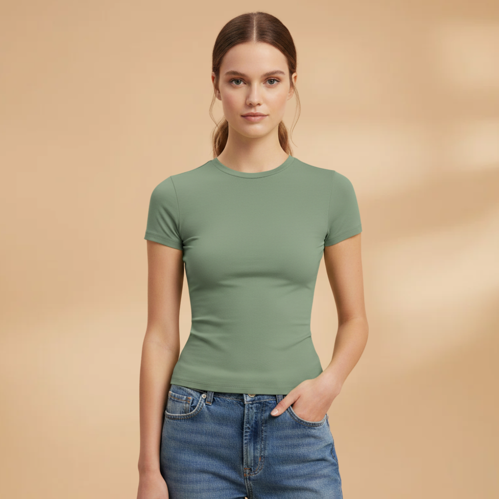 Women's Fitted T-Shirt with Round Neckline for Everyday Wear