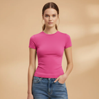 Women's Fitted T-Shirt with Round Neckline for Everyday Wear