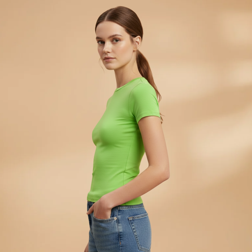 Women's Fitted T-Shirt with Round Neckline for Everyday Wear
