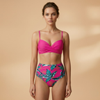 Women’s High-Waist Bikini with Floral Pattern