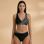 Women's High-Waist Bikini with Glitter Stripes