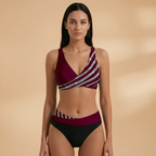 Women's High-Waist Bikini with Glitter Stripes