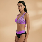 Women's High-Waist Bikini with Glitter Stripes