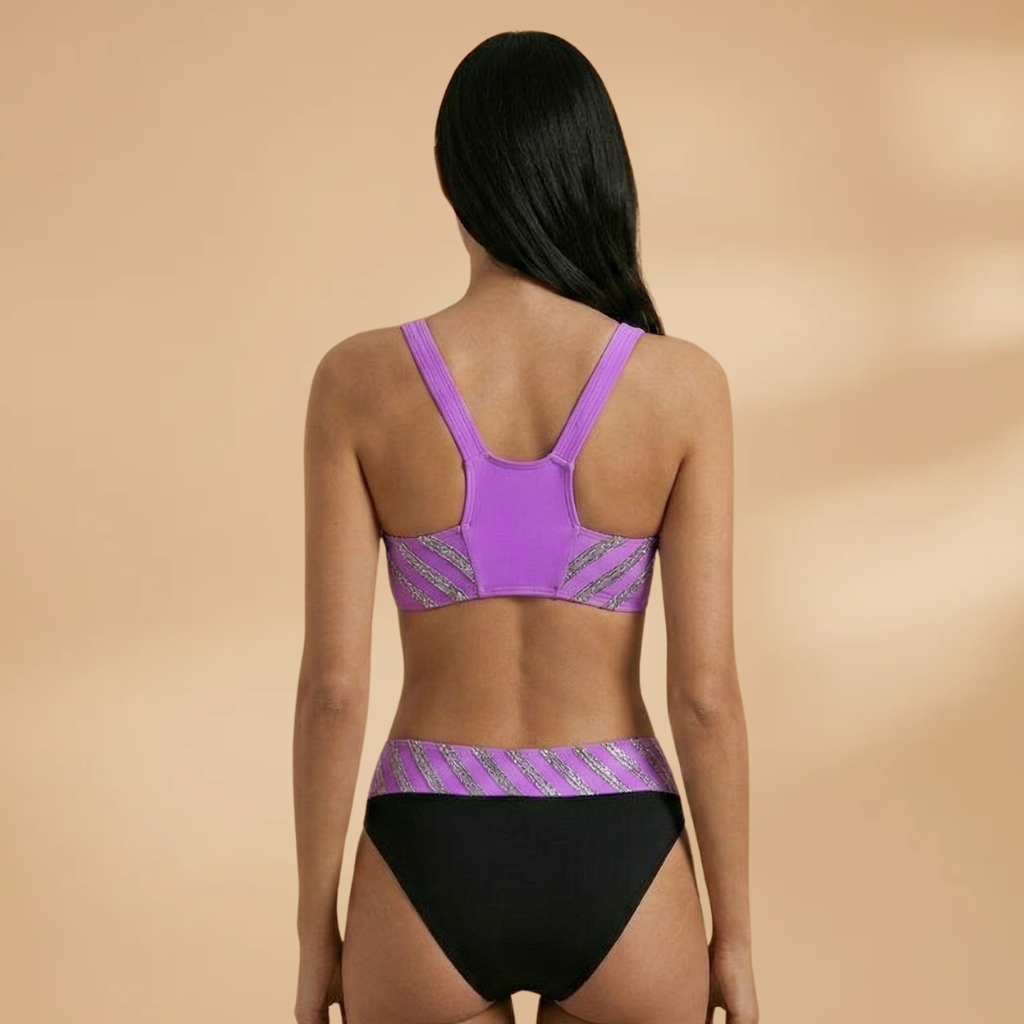 Women's High-Waist Bikini with Glitter Stripes