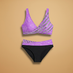 Women's High-Waist Bikini with Glitter Stripes