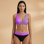 Women's High-Waist Bikini with Glitter Stripes