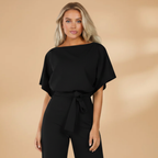 Women’s Jumpsuit with Wide Legs and Tie Belt