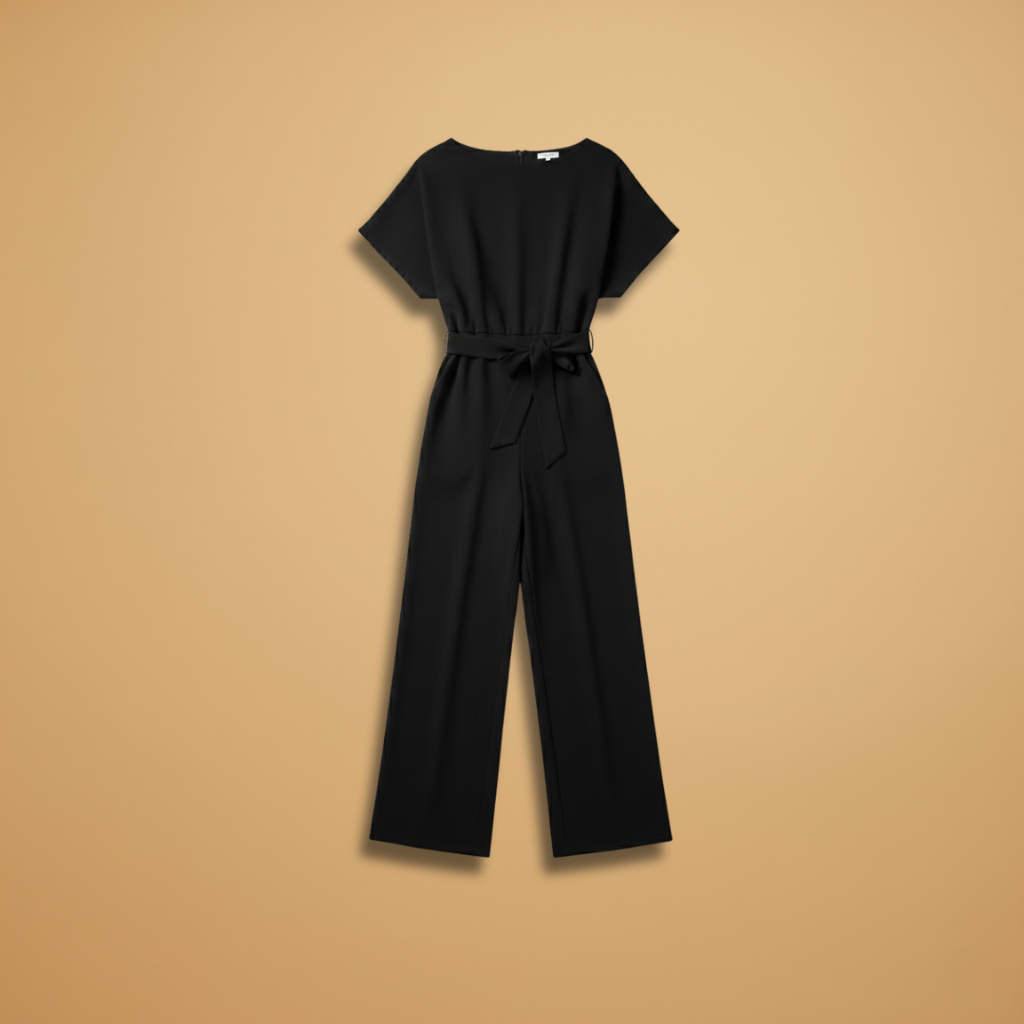 Women’s Jumpsuit with Wide Legs and Tie Belt