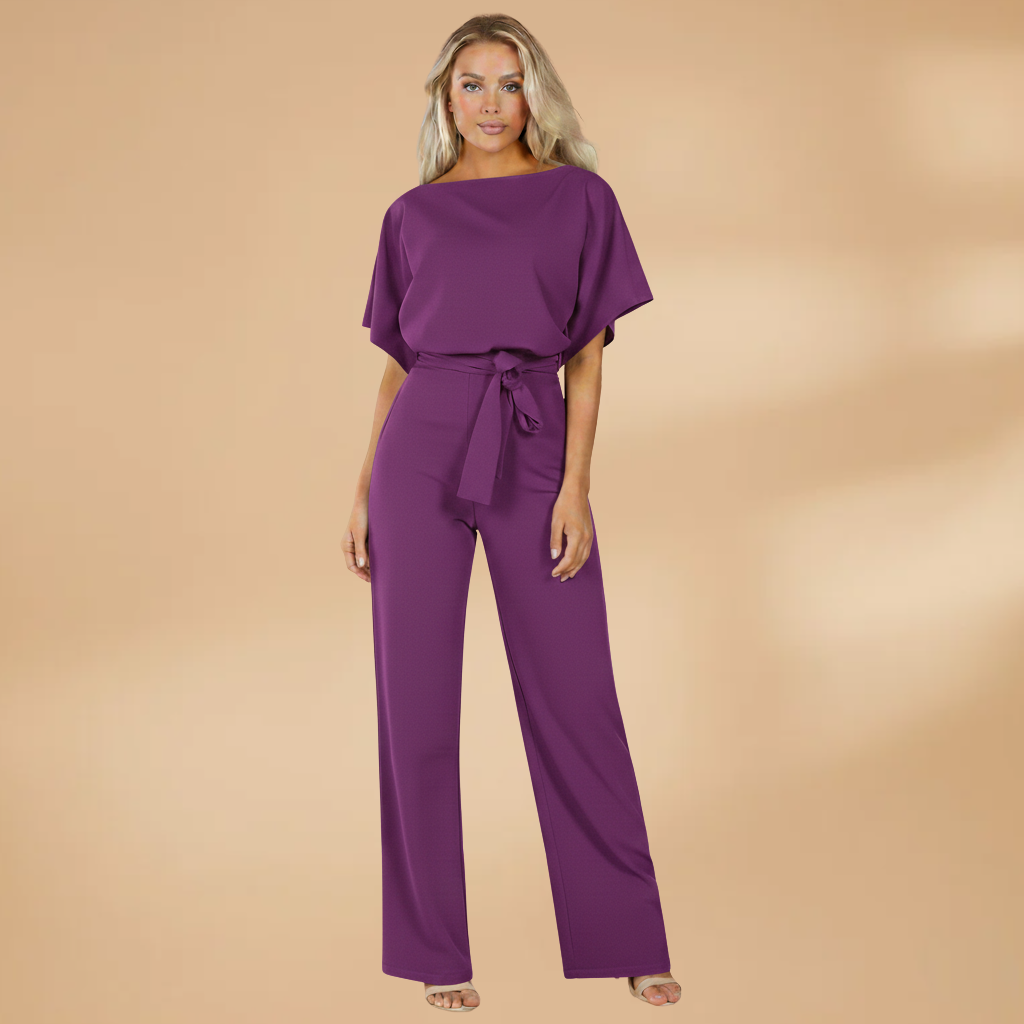 Women’s Jumpsuit with Wide Legs and Tie Belt