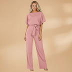 Women’s Jumpsuit with Wide Legs and Tie Belt
