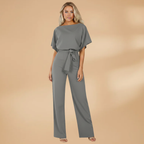 Women’s Jumpsuit with Wide Legs and Tie Belt