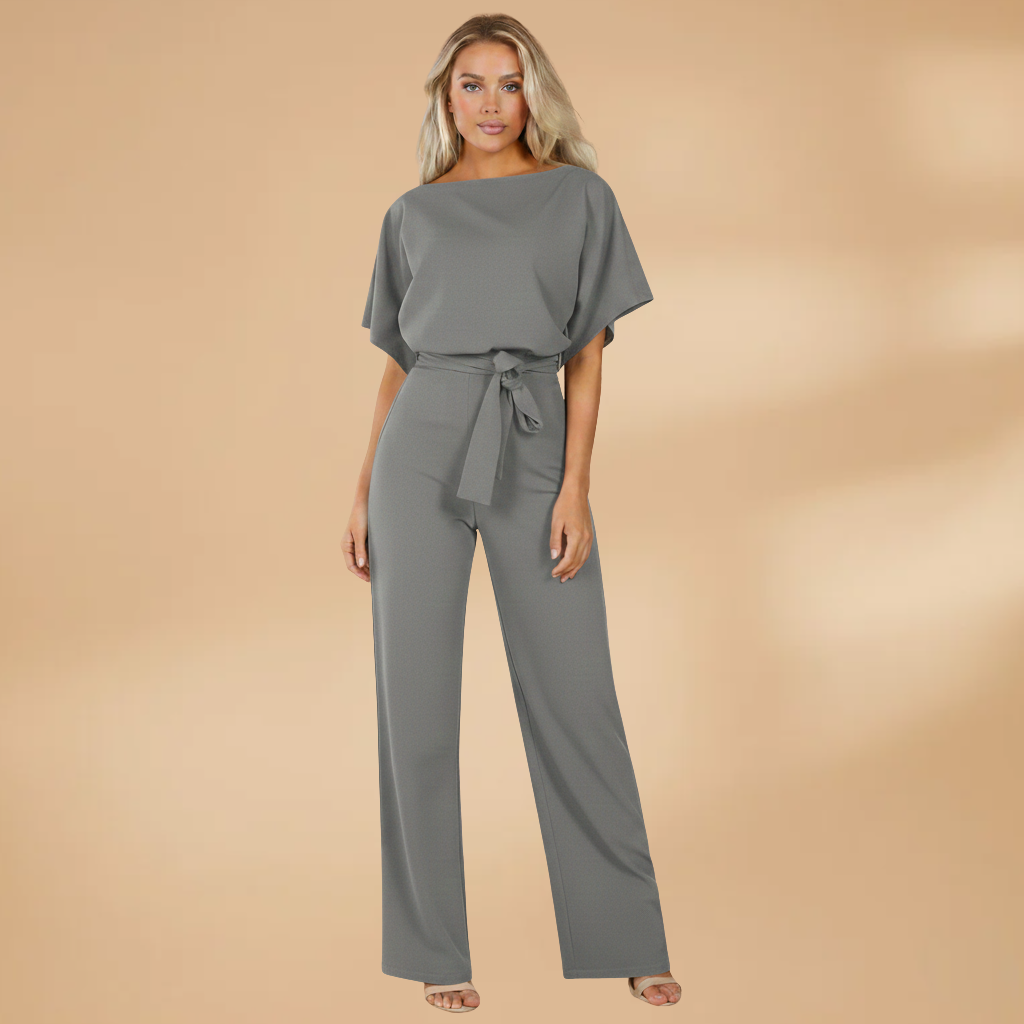 Women’s Jumpsuit with Wide Legs and Tie Belt