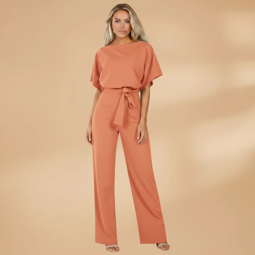 Women’s Jumpsuit with Wide Legs and Tie Belt