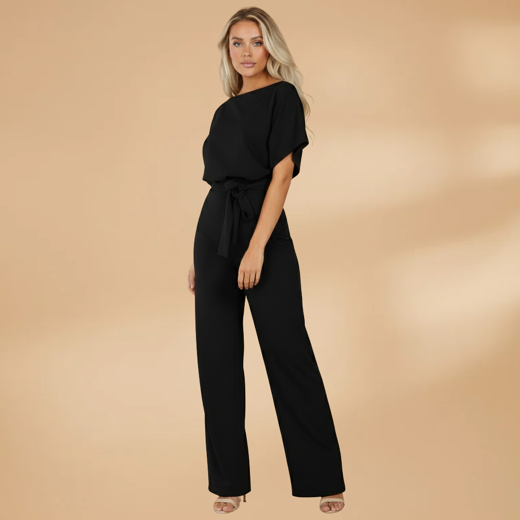Women’s Jumpsuit with Wide Legs and Tie Belt